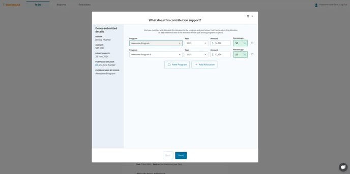 67fc4311-f554-4561-acaf-0aa511d037ef-allocate-donations-true-impact-platform-allocate-donations-screen-showing-donor-details-and-allocation-options-for-programs