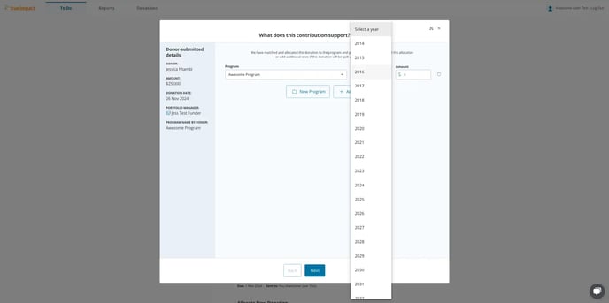 6b35d9cc-8cae-4001-a042-87c4a67933c2-allocate-donations-true-impact-platform-allocate-donations-non-profit-resources-screen-showing-donor-details-and-program-allocation-options